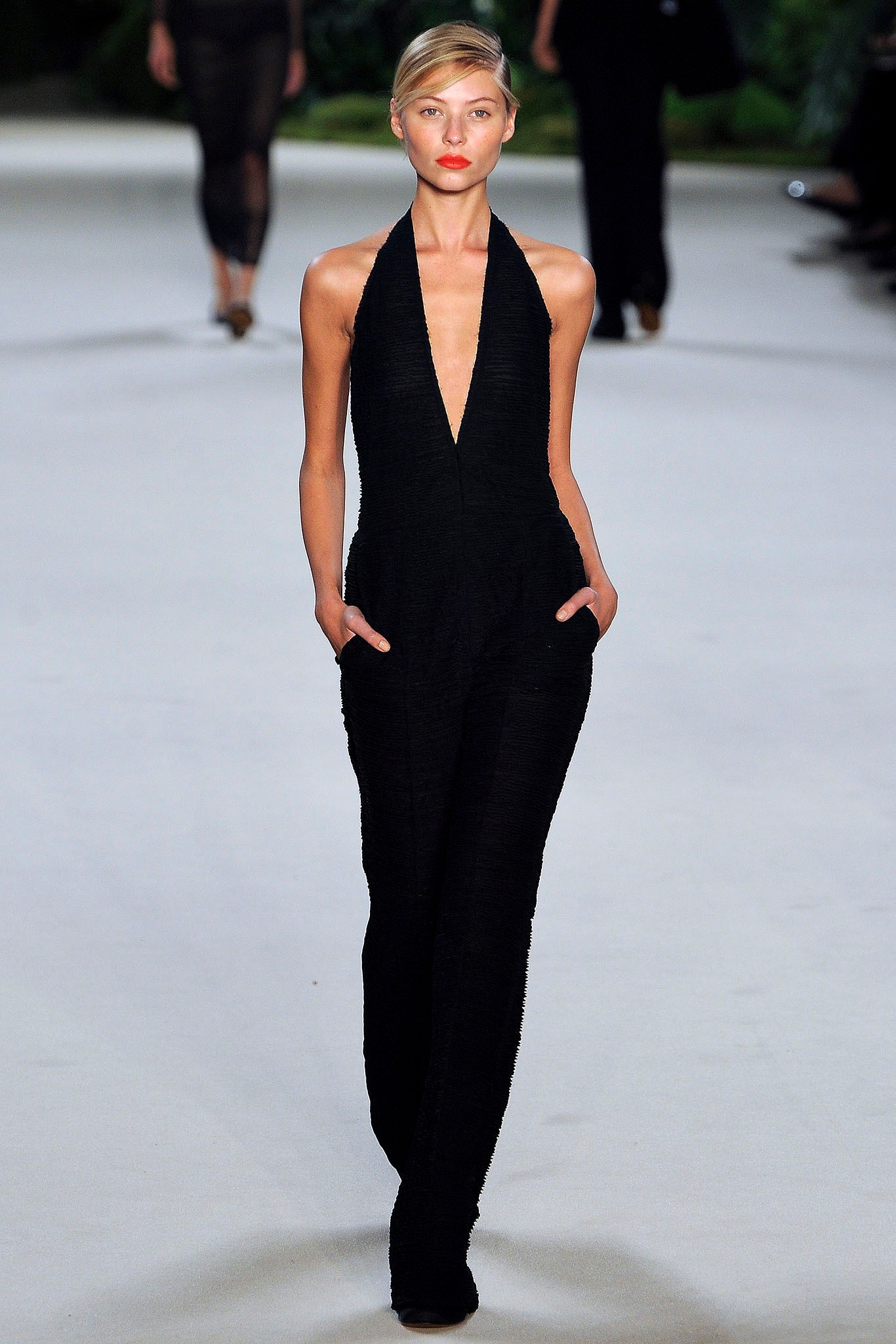 black silk sleeveless jumpsuit