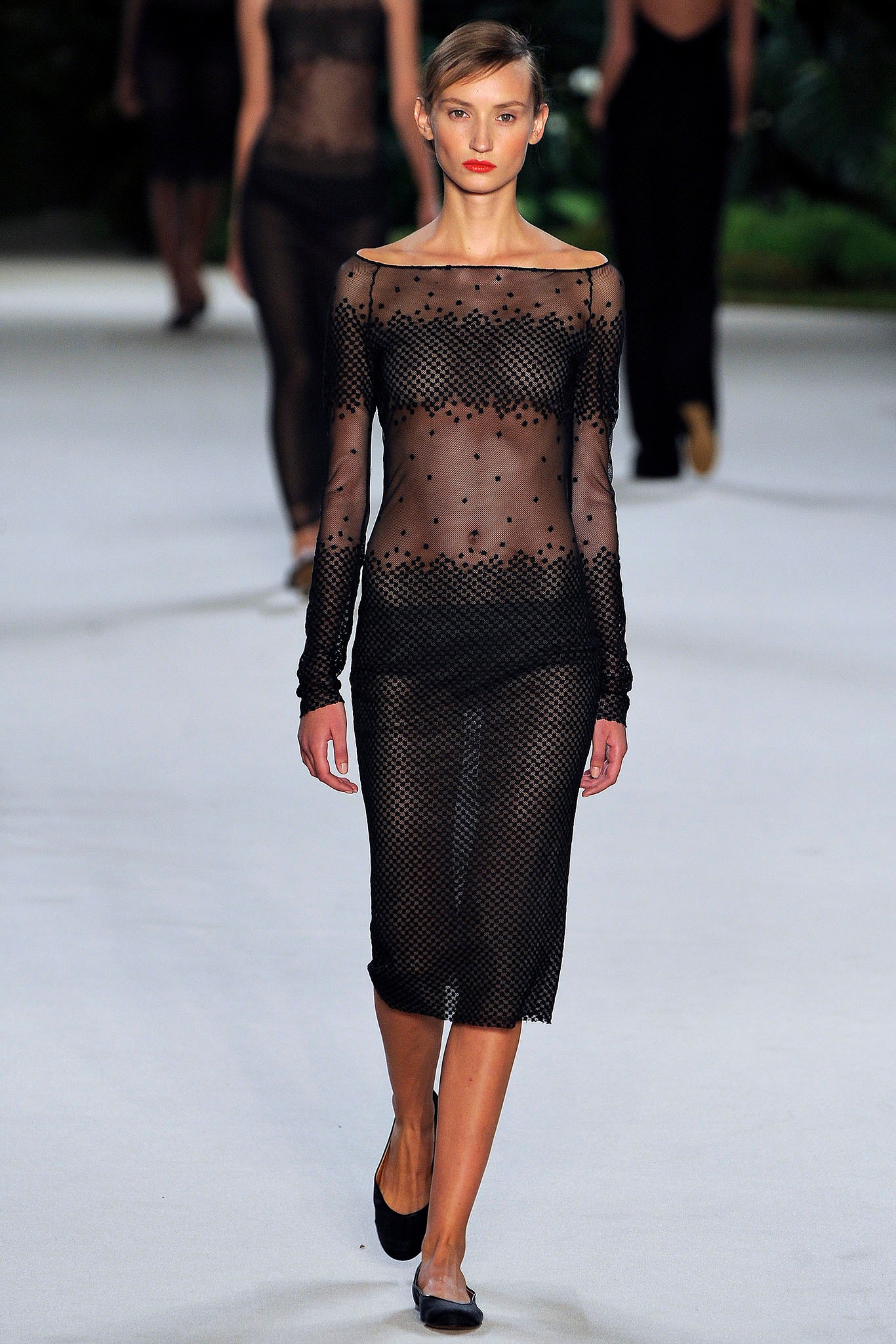 black fitted sheer dress