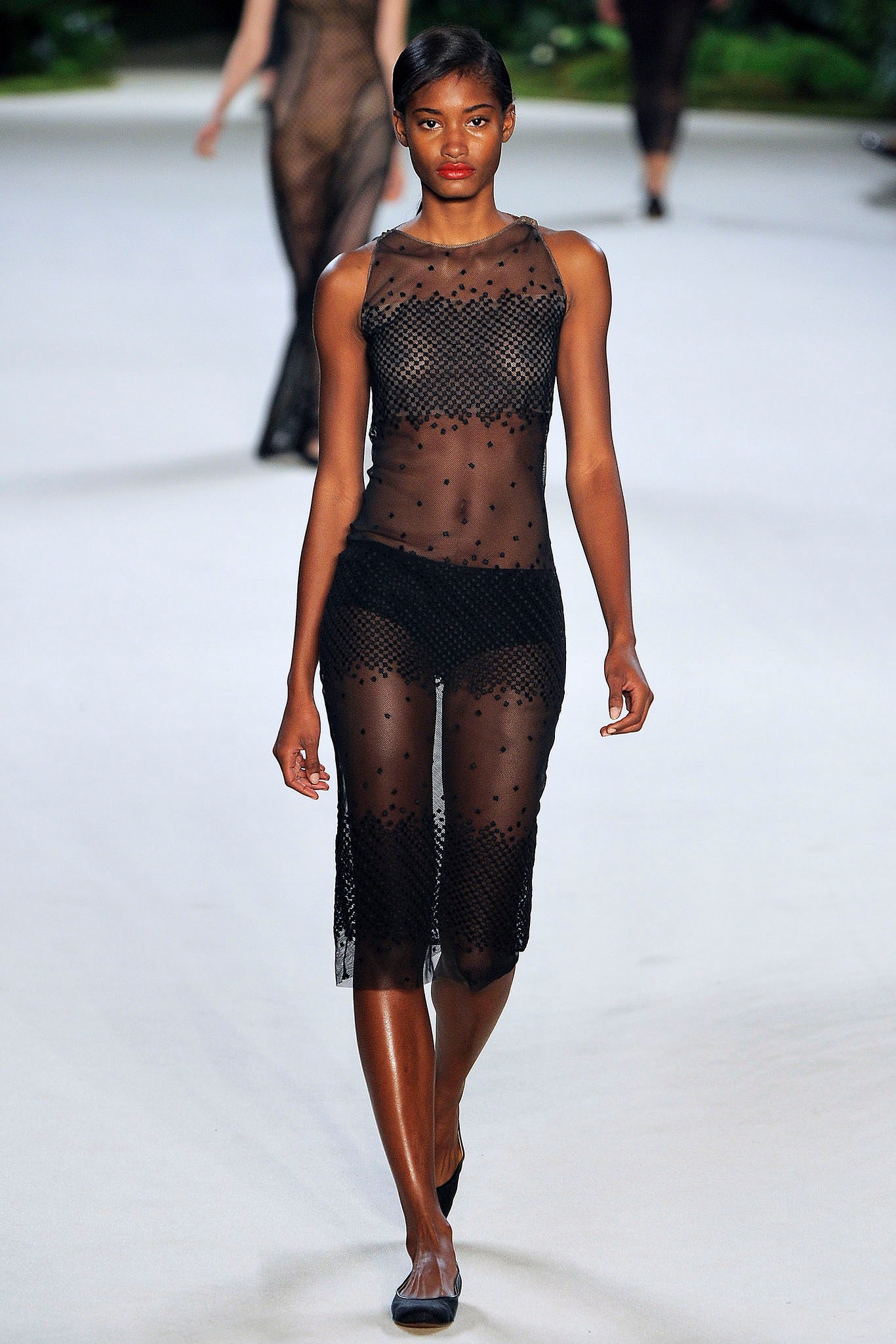 black mesh sleeveless dress
