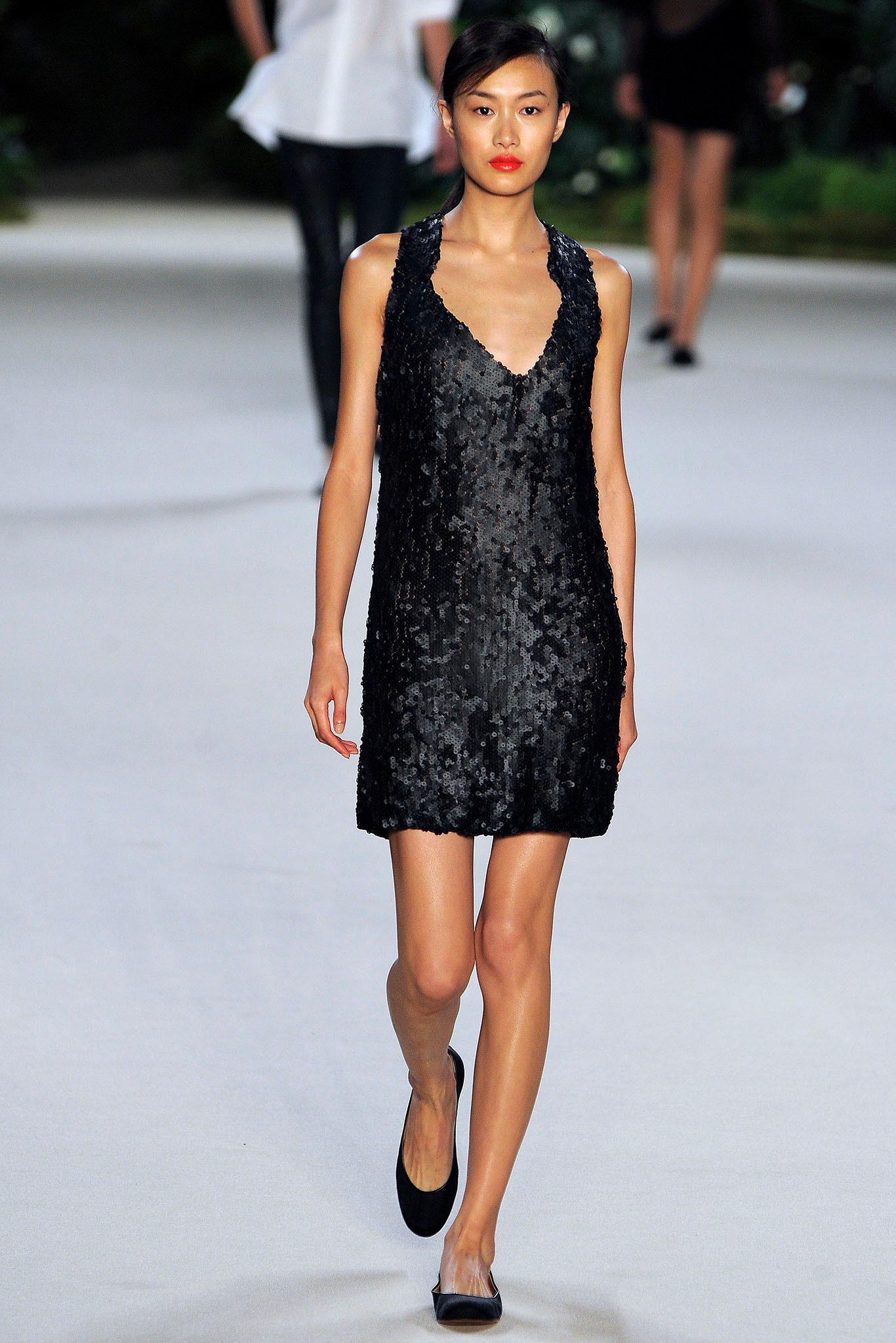 black sequin sleeveless mini dress