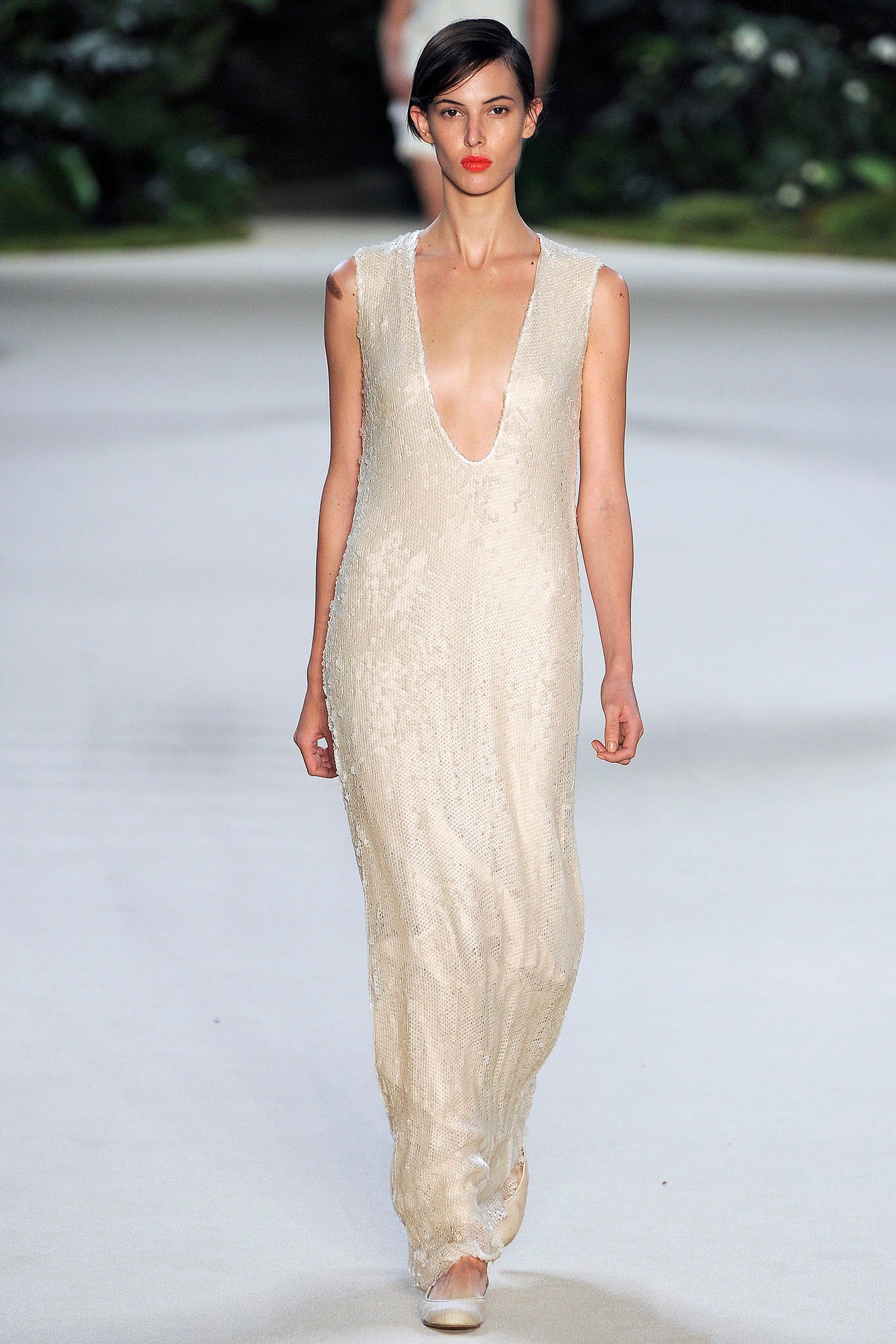 ivory silk sleeveless gown