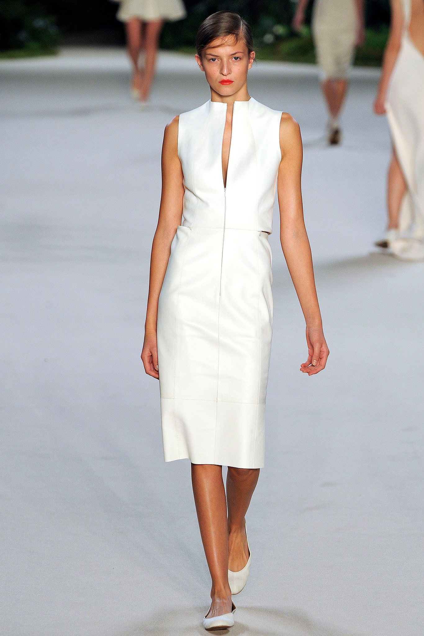 white leather fitted dress