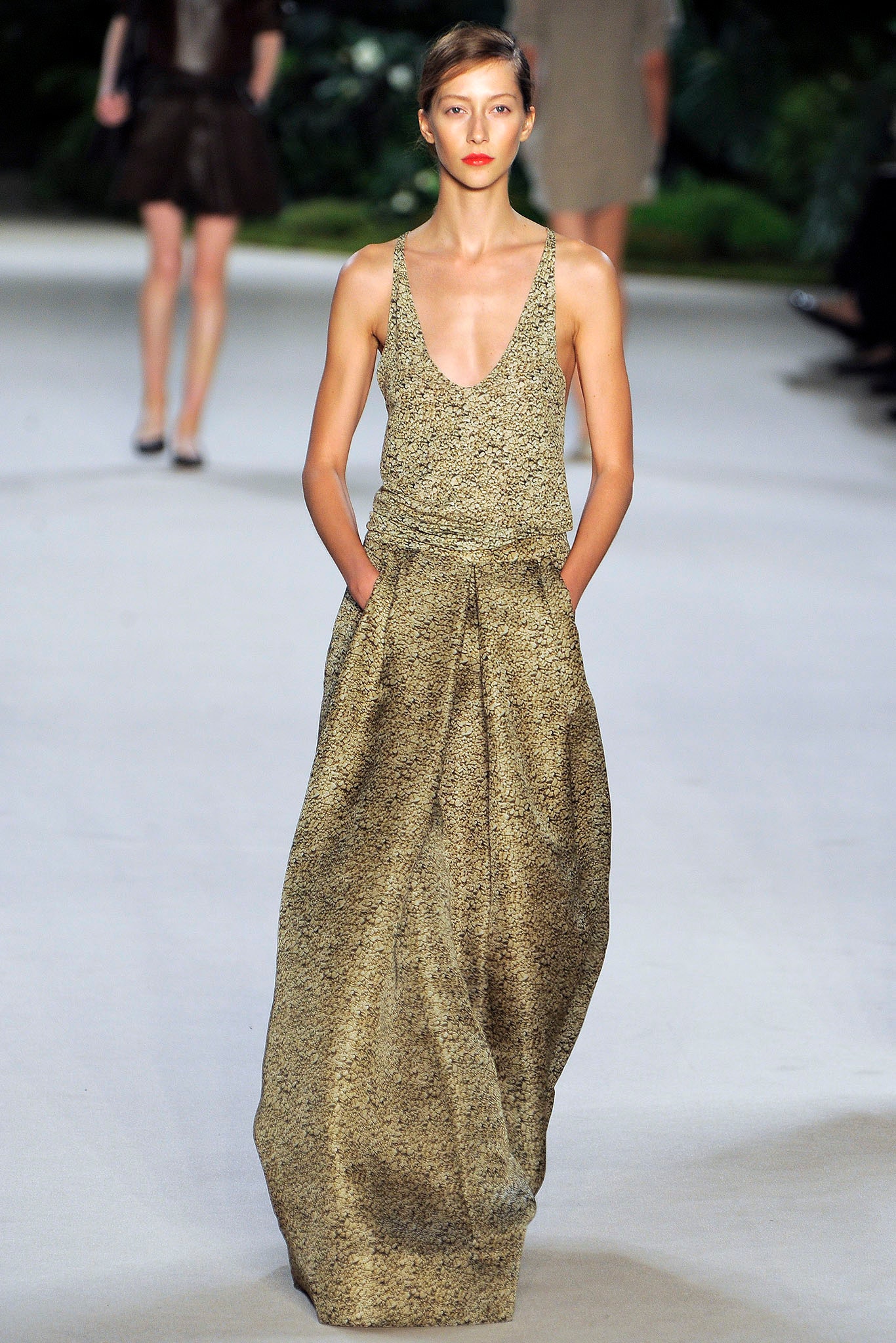 gold silk sleeveless dress