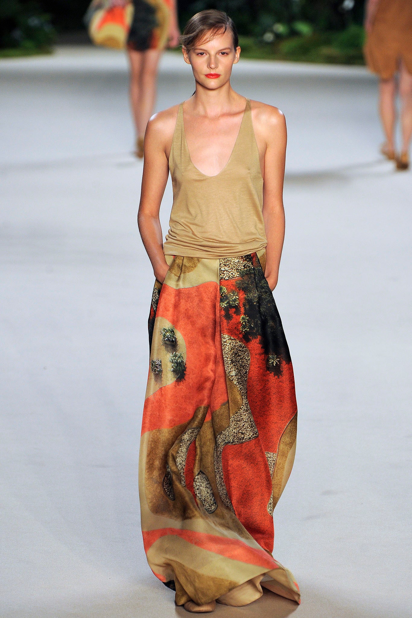 multi silk relaxed layered flowing maxi skirt