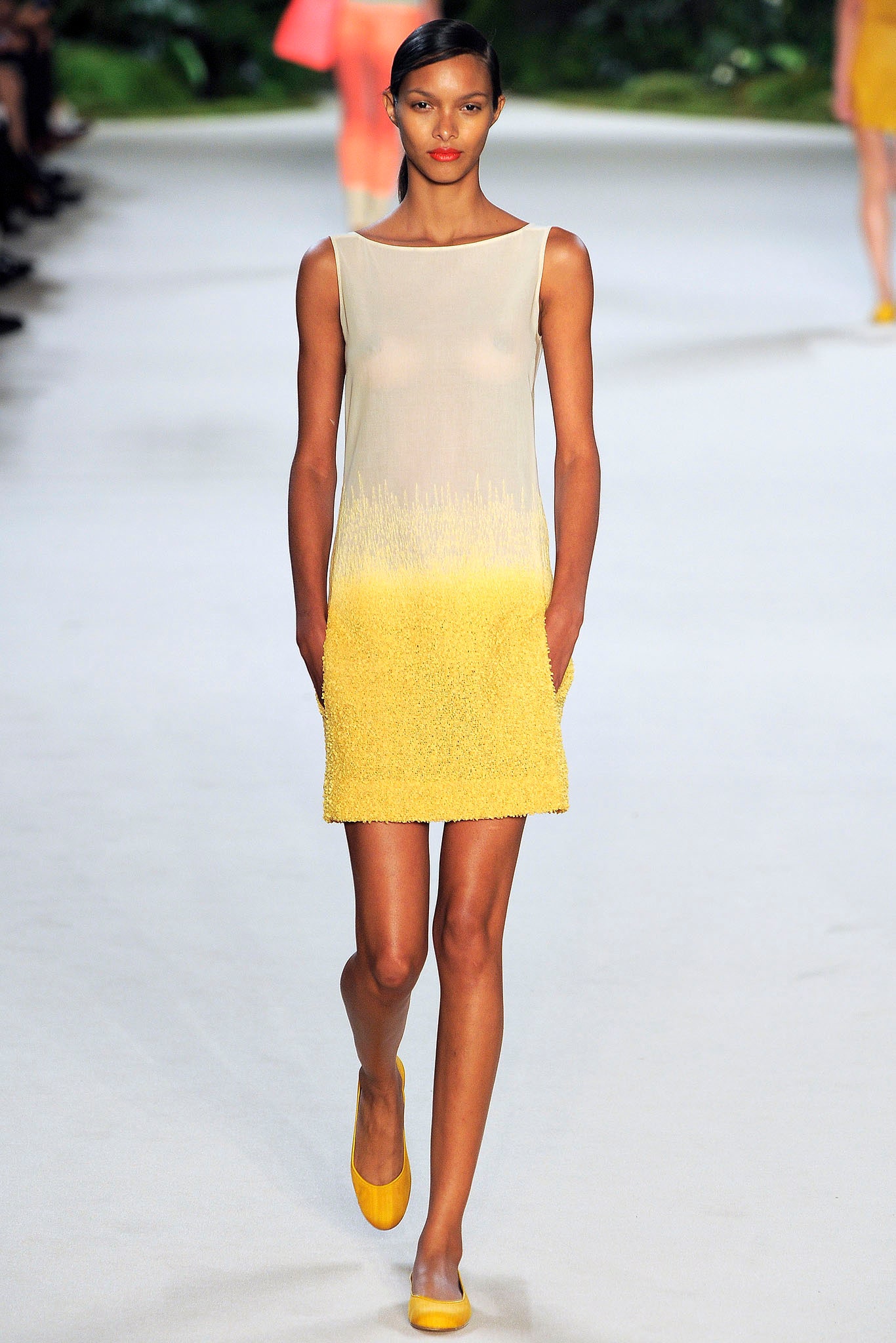 yellow silk sleeveless dress