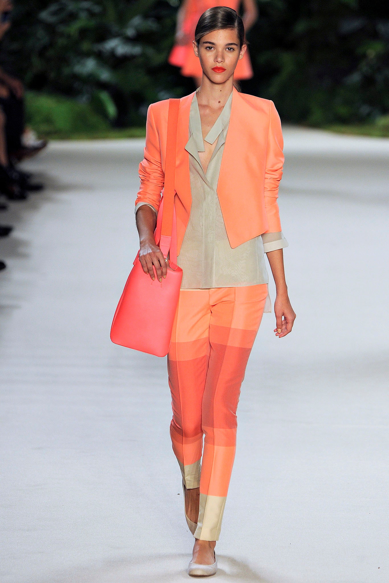 orange long-sleeve collared tailored blazer