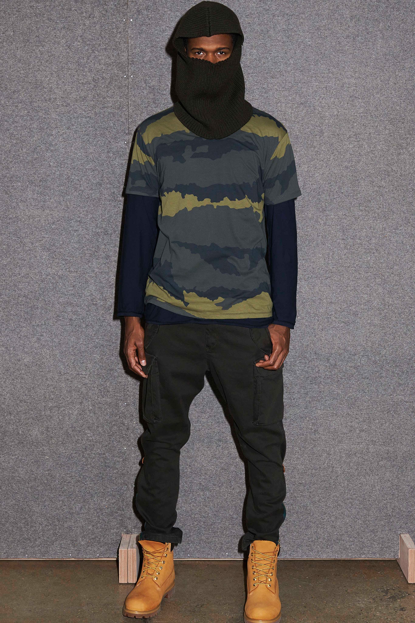 camouflage t-shirt with cargo pants
