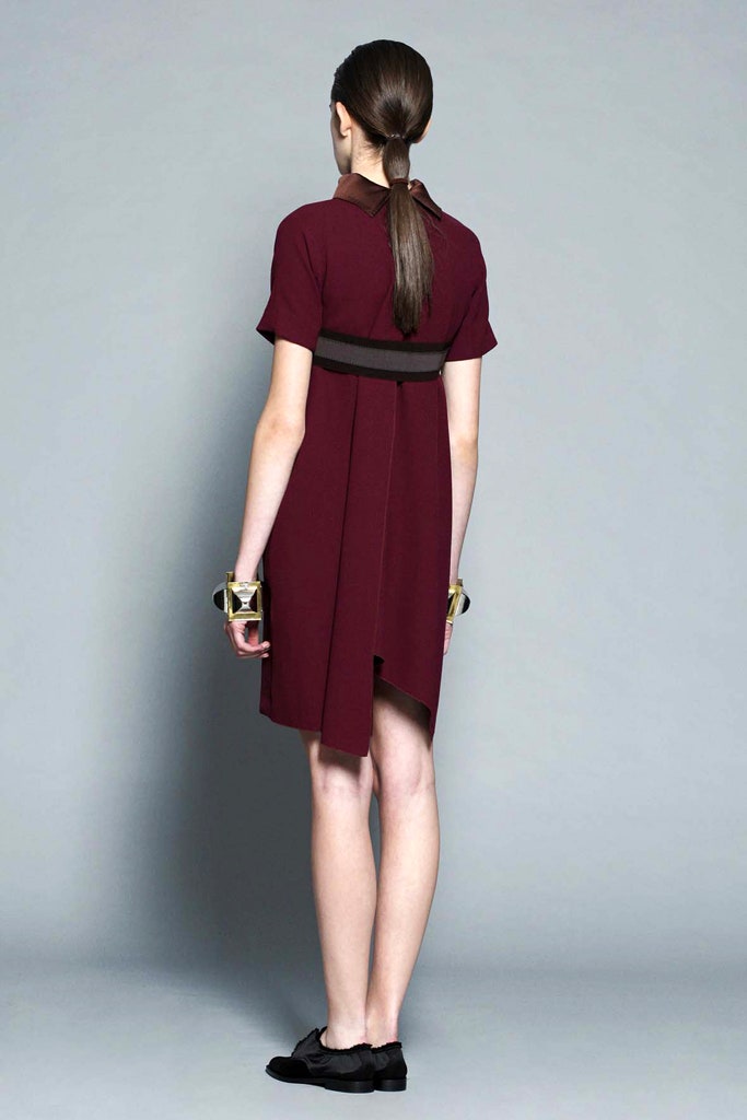 fitted maroon asymmetric dress
