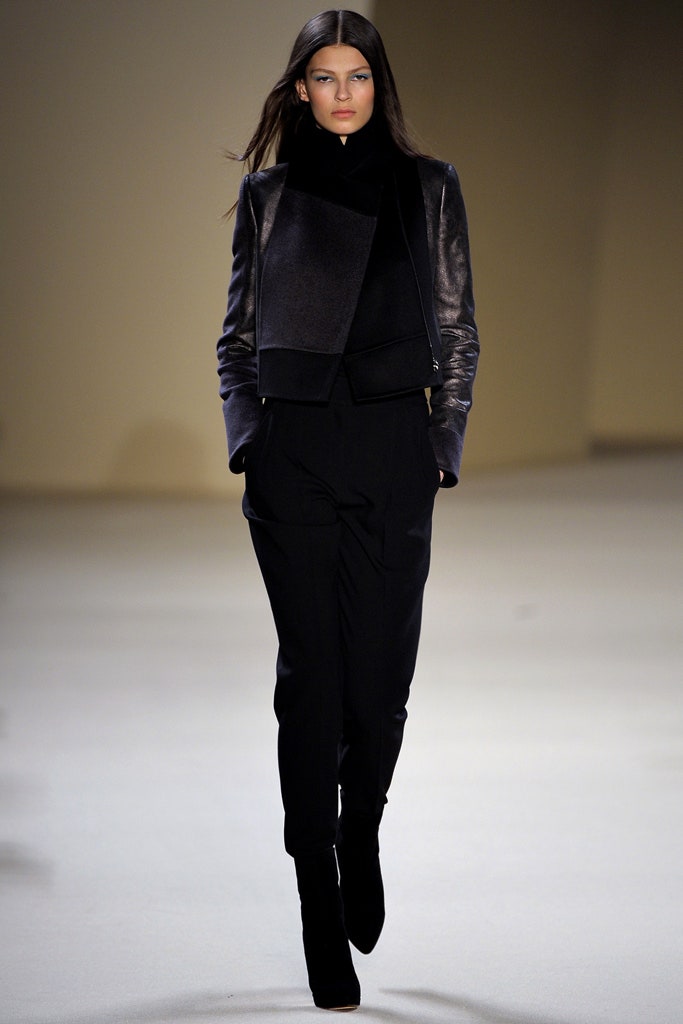 black wool tailored straight-leg pants