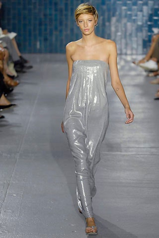 silver metallic strapless jumpsuit