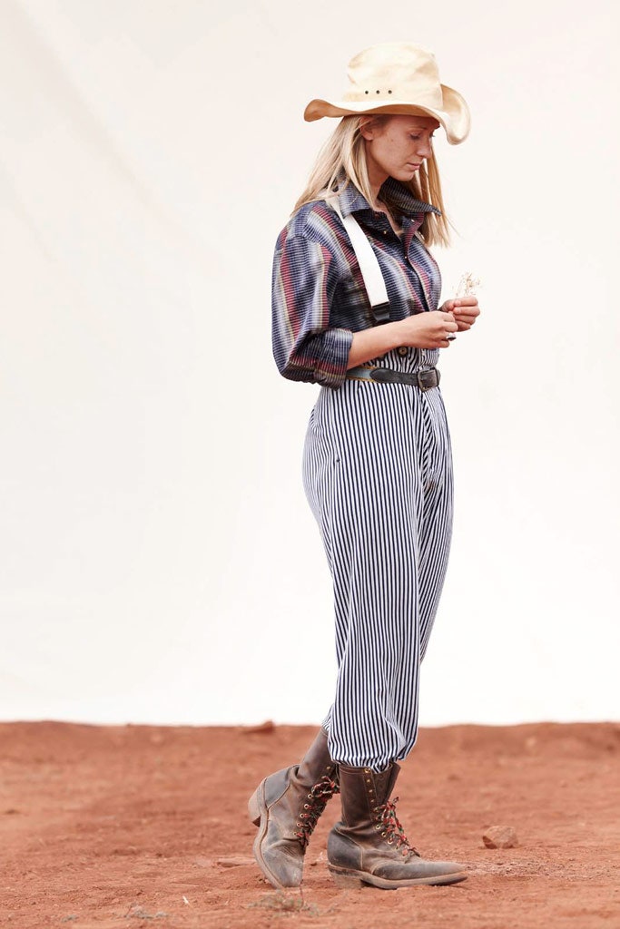 relaxed checked shirt with striped pants