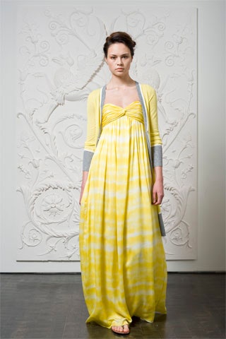 yellow cotton sleeveless v-neck fitted draped tiered dress
