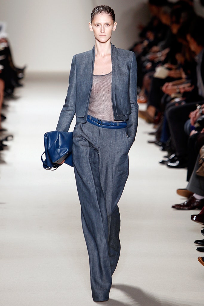 blue tailored blazer with relaxed pants