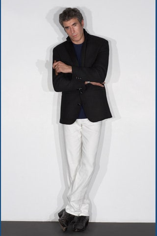 black blazer with white pants
