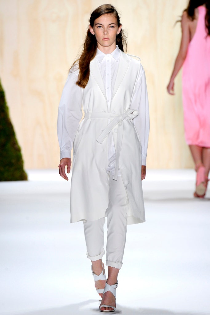 white cotton long-sleeve collared relaxed belted coat