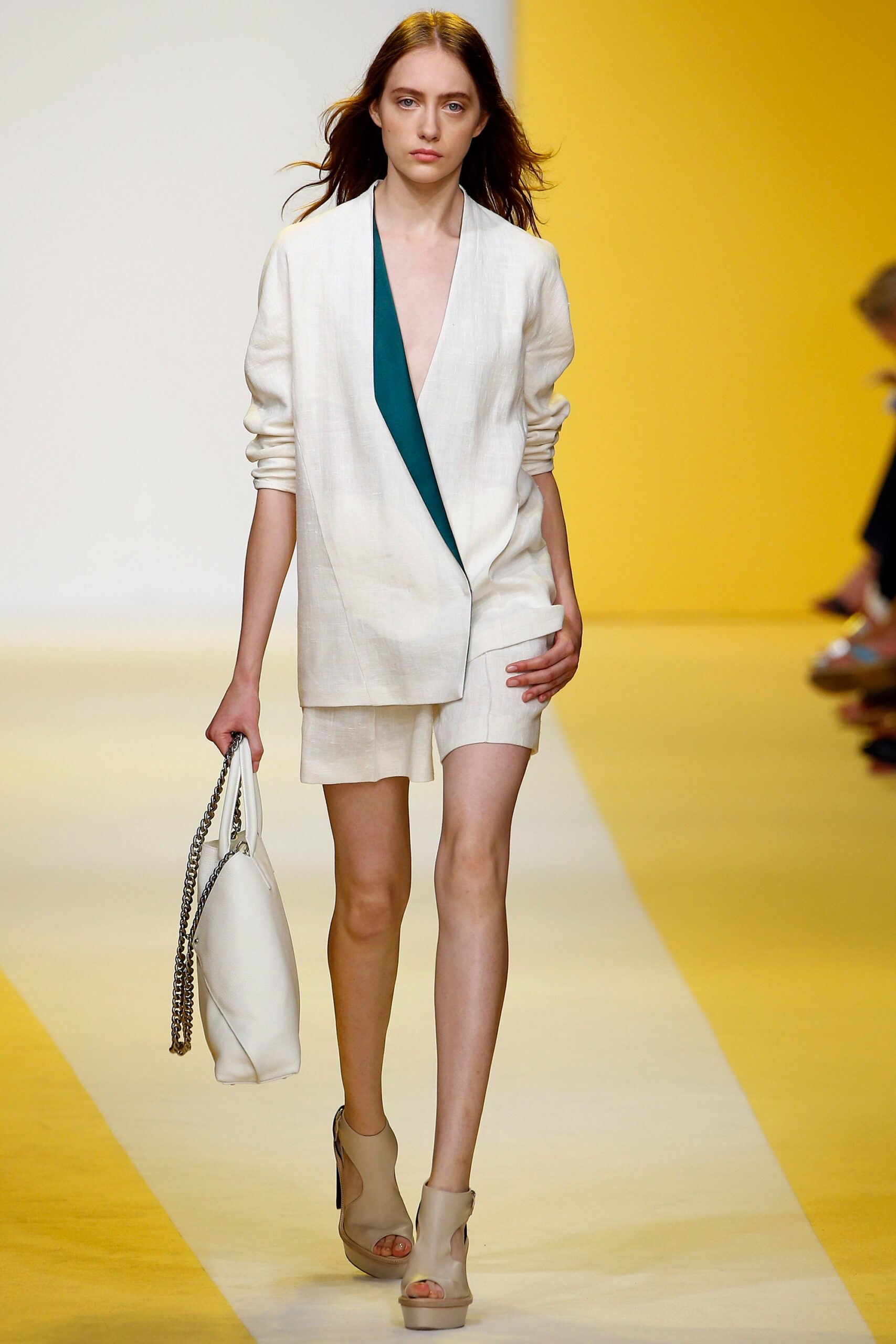 white linen blazer and shorts