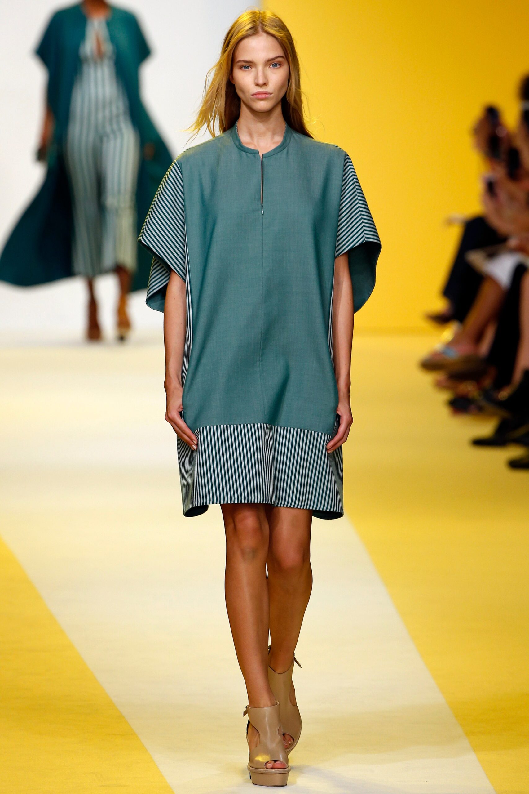 teal and white striped dress