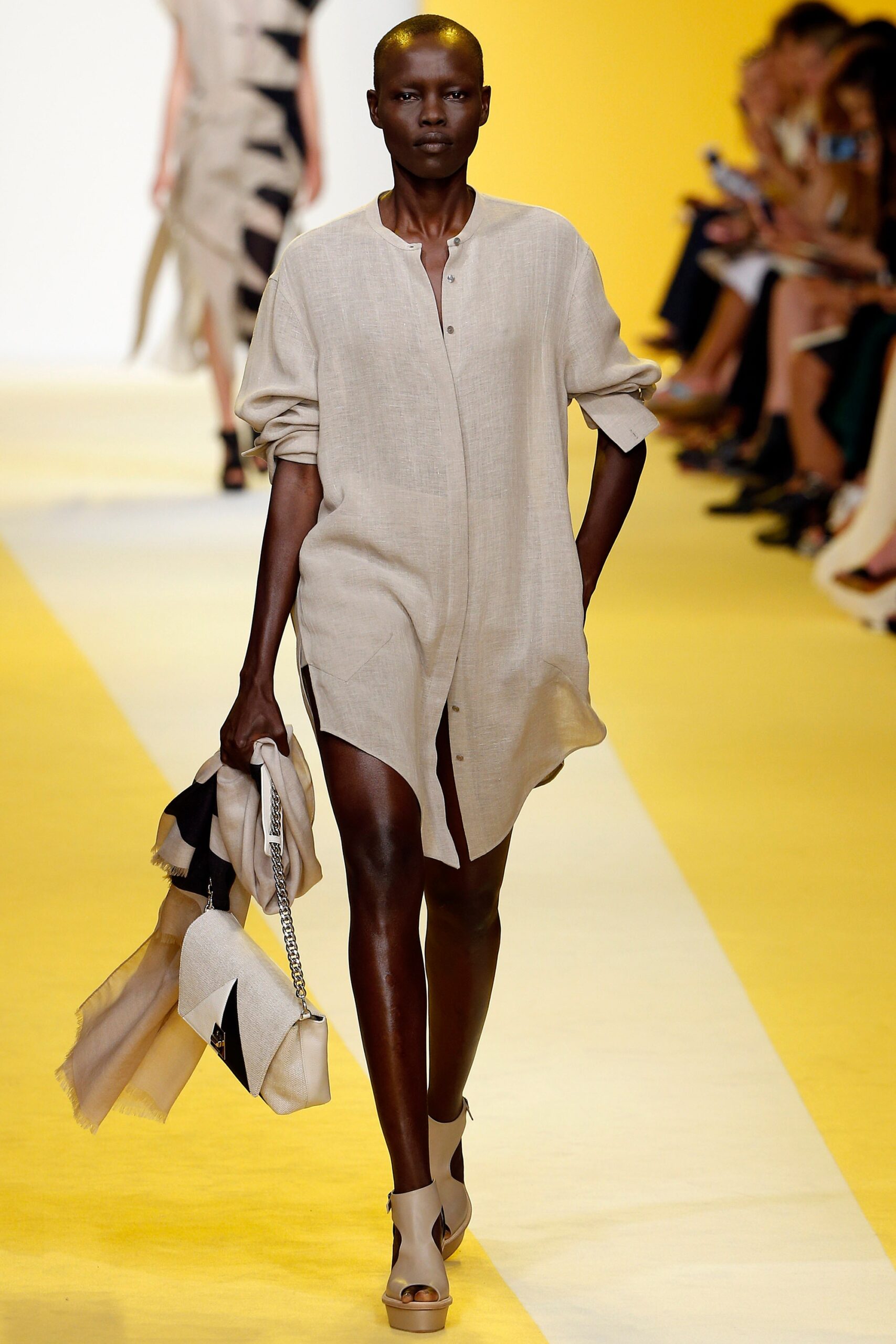 beige linen relaxed shirt-dress