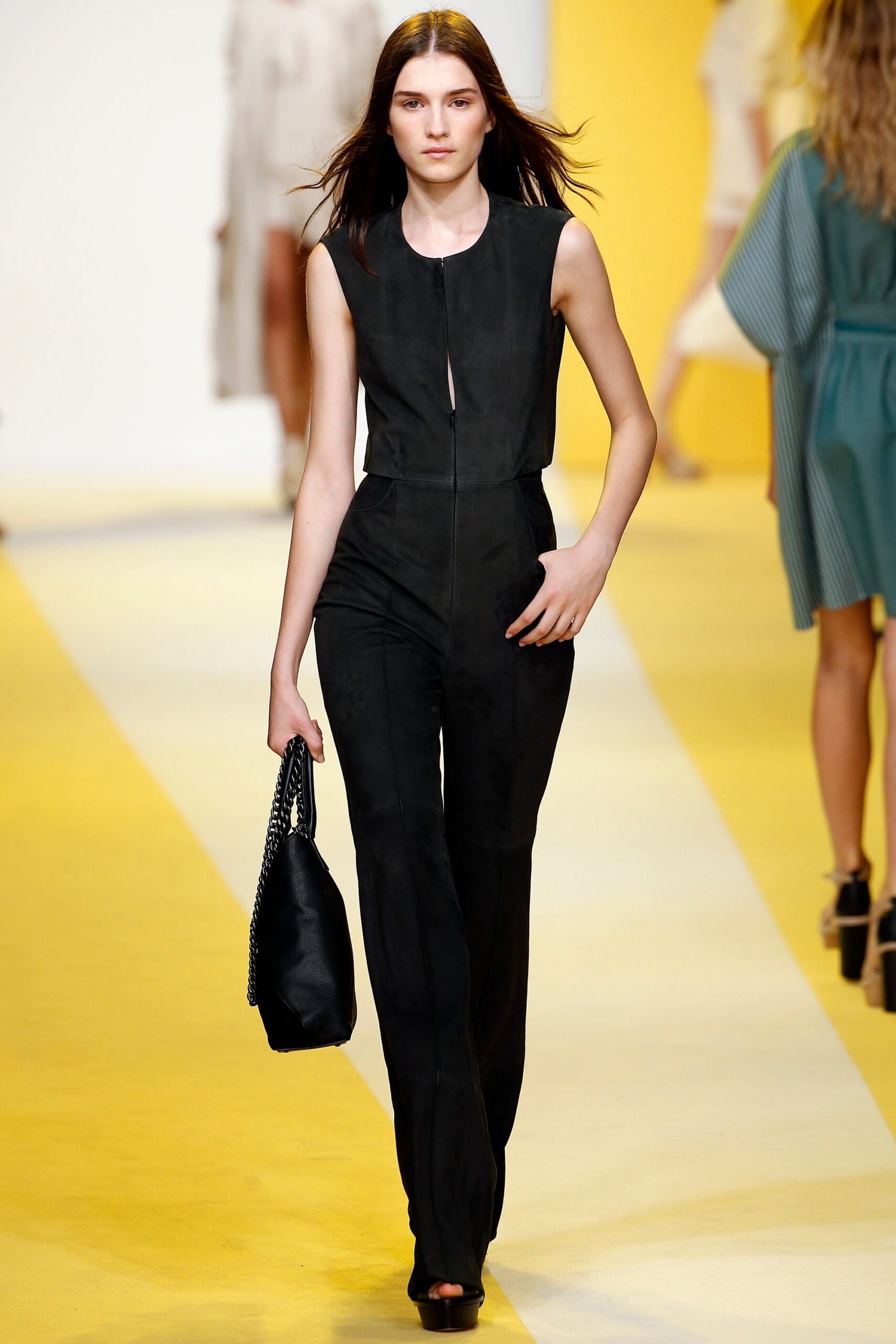 black suede fitted jumpsuit