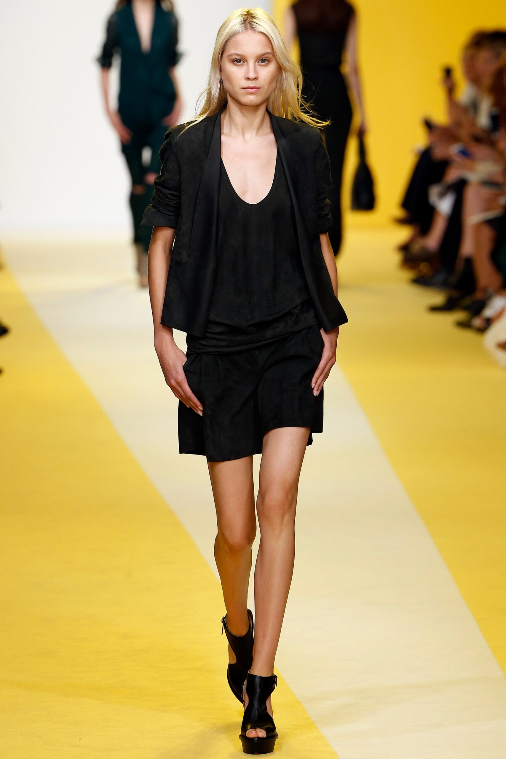 black silk fitted jacket and dress