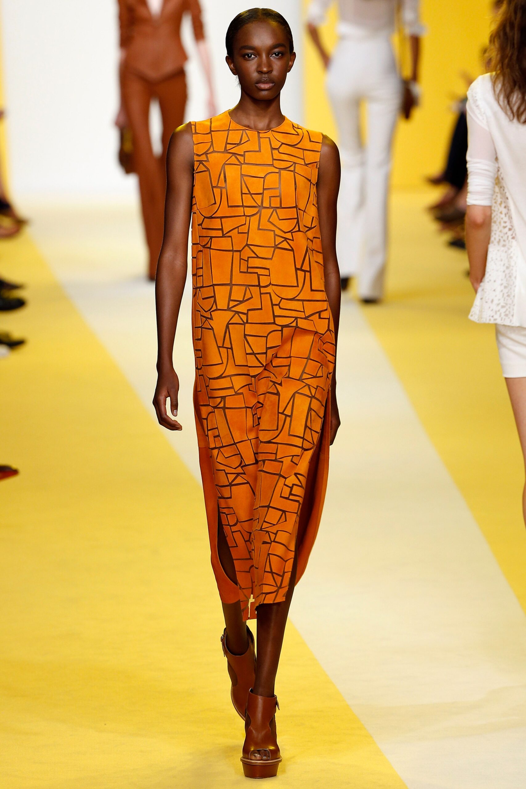 relaxed orange printed dress