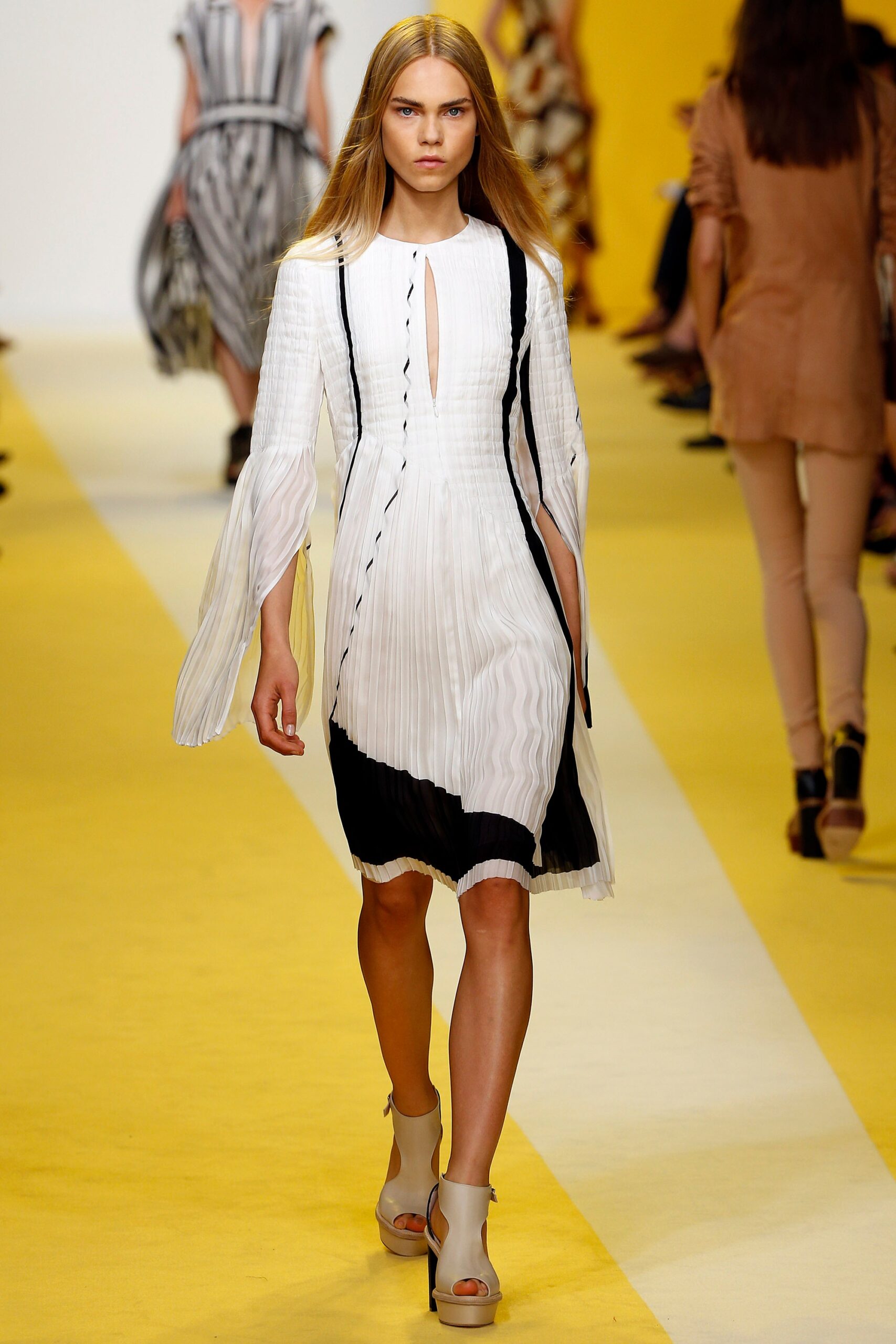 black and white pleated mini dress