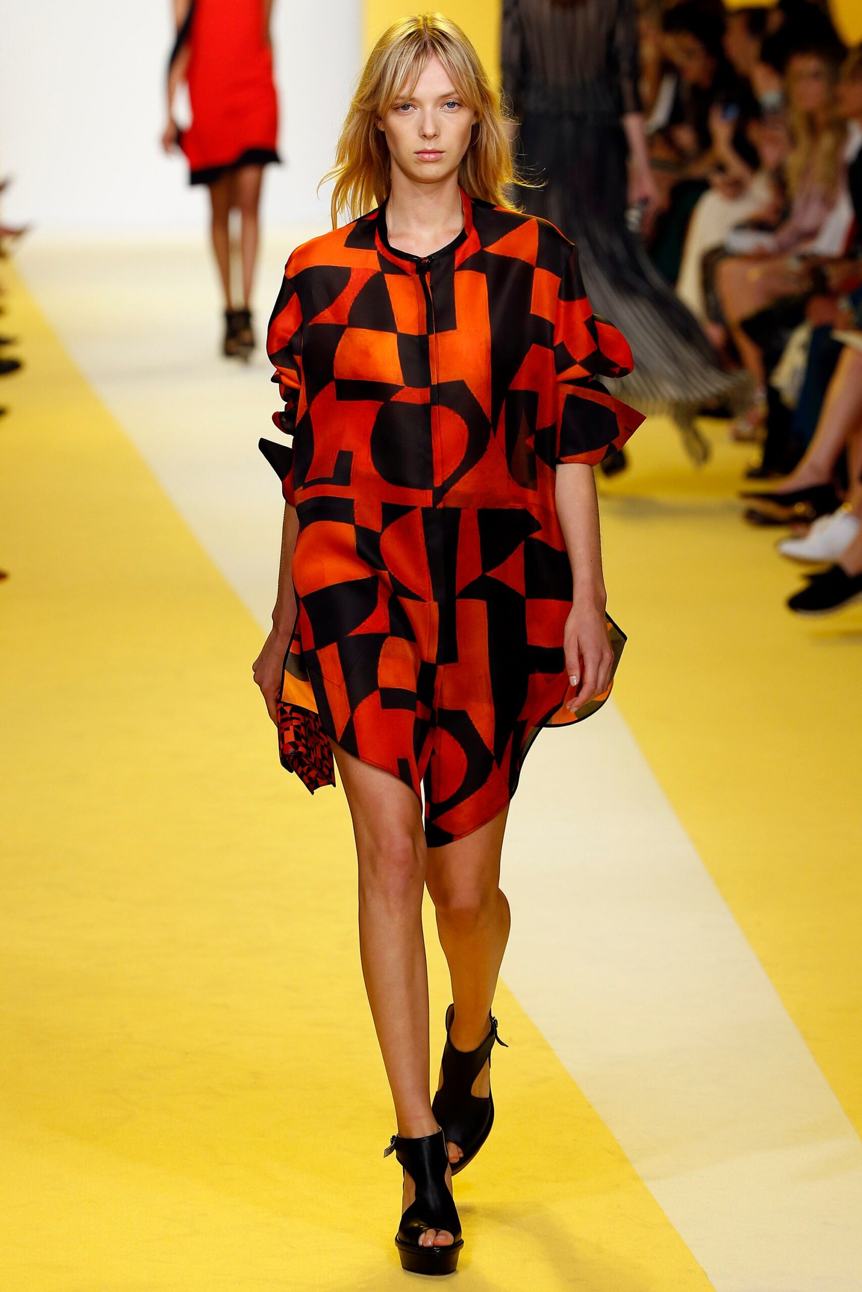 red and black printed dress