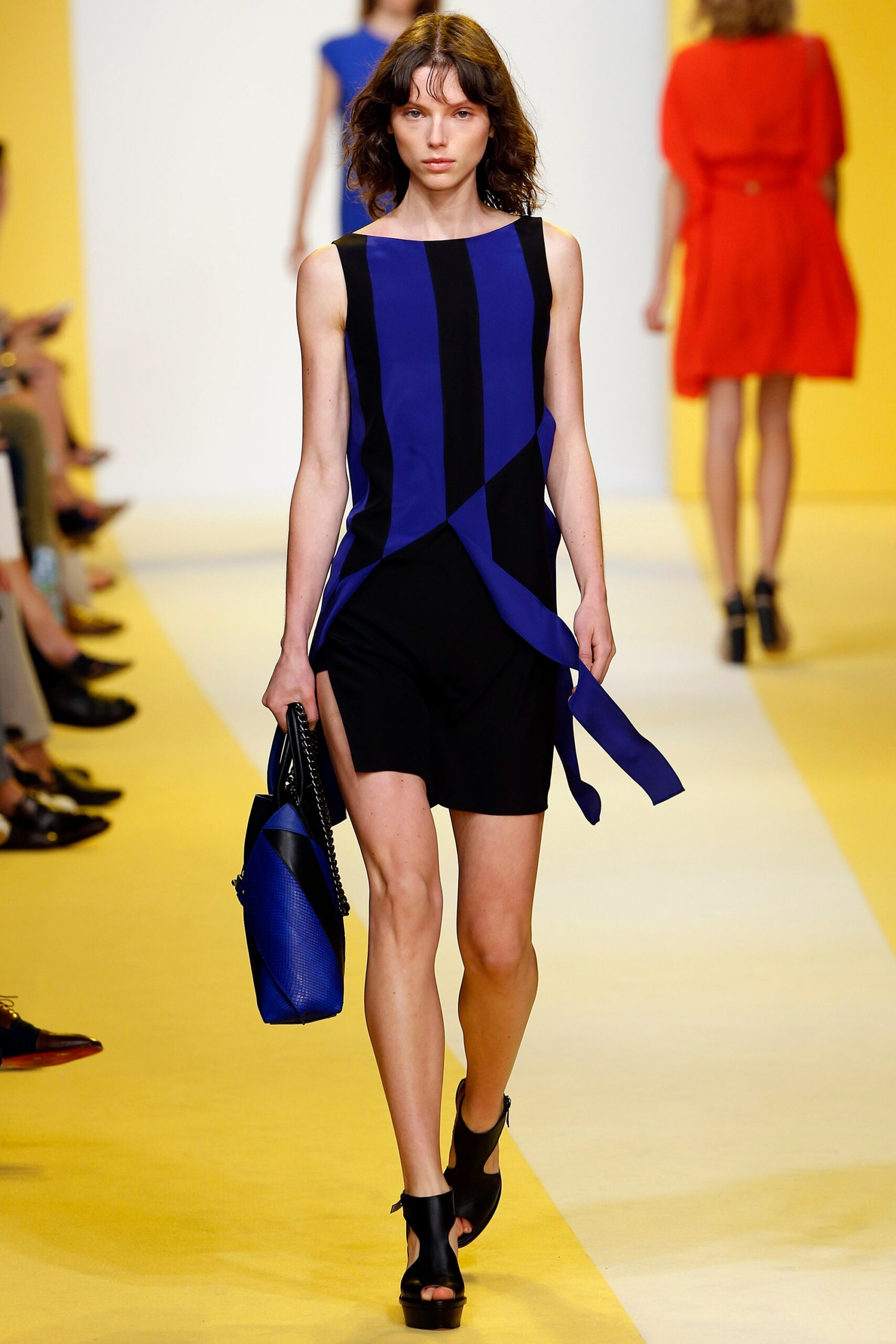 fitted black and blue dress