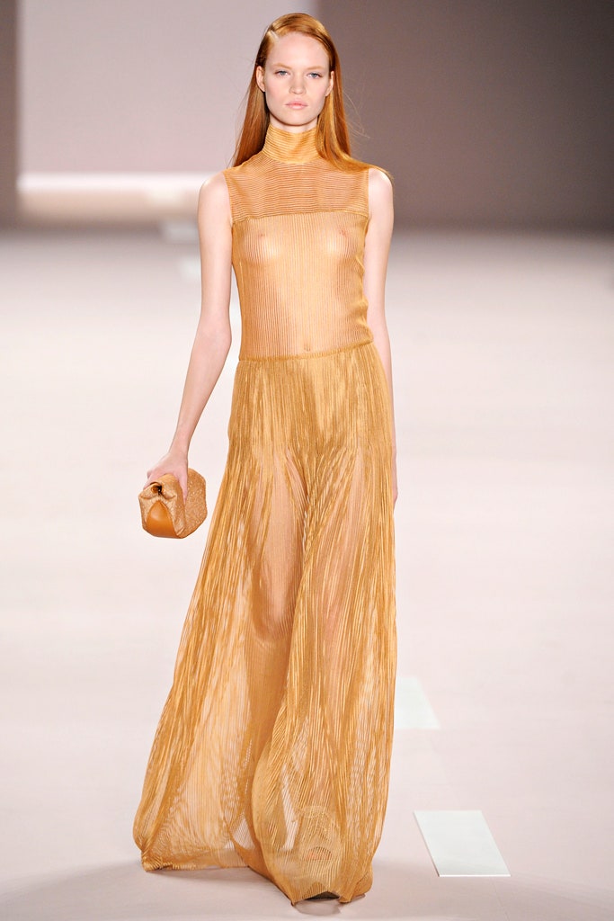 gold pleated sleeveless dress