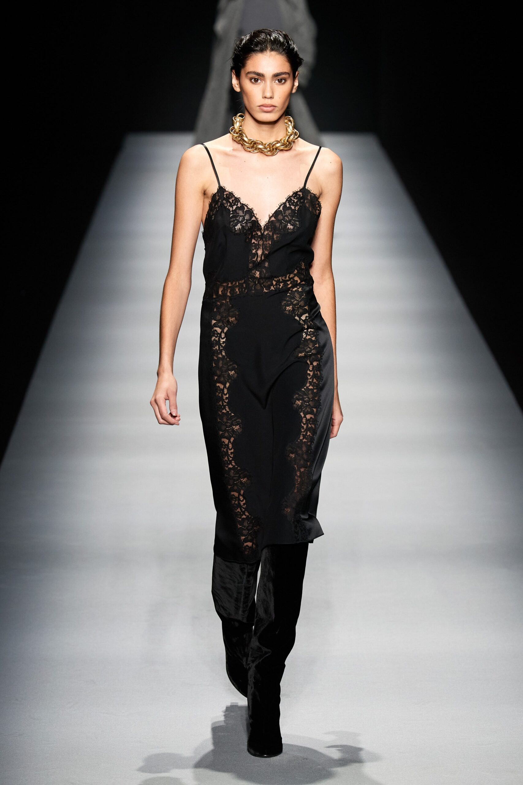 black silk lace dress