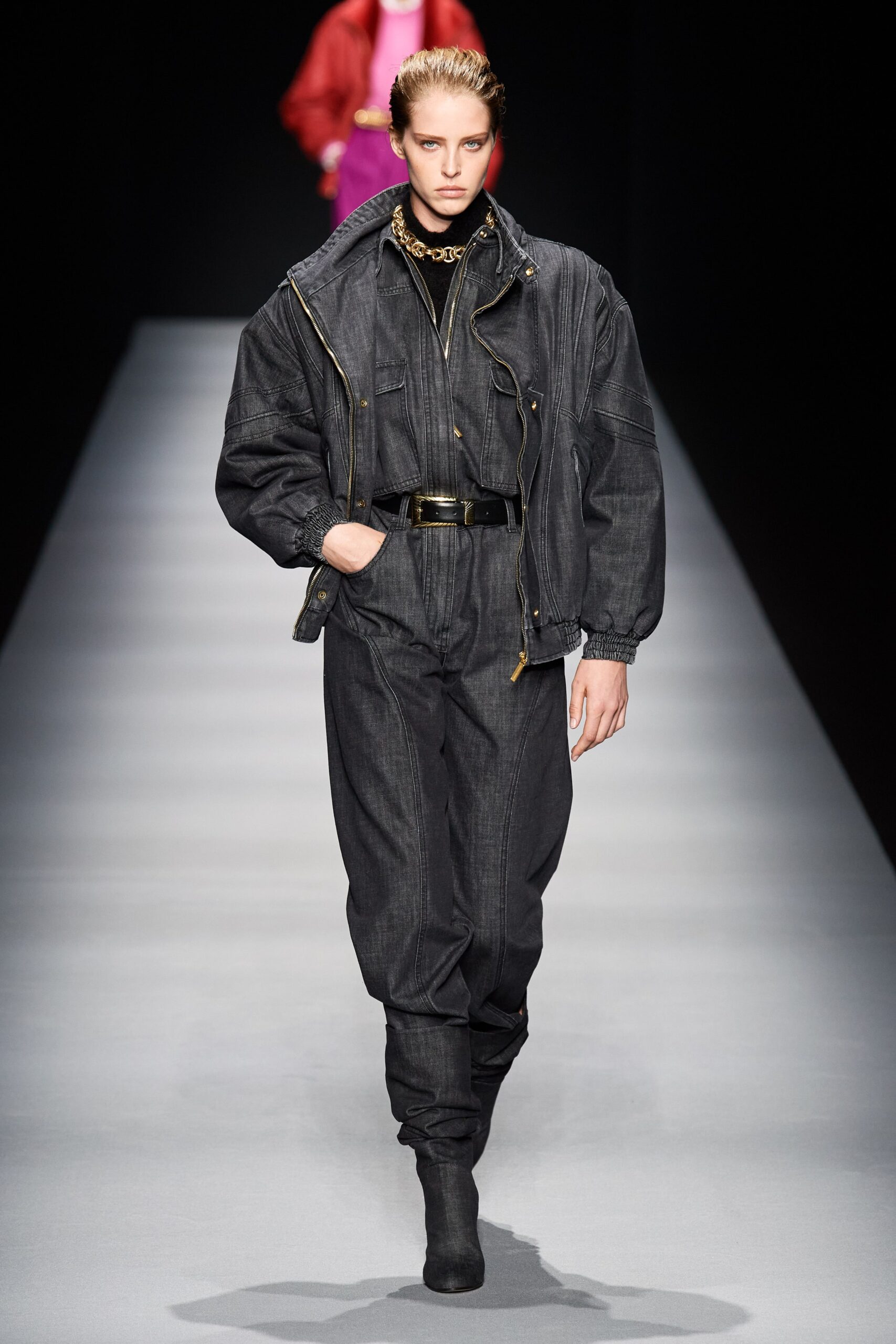 black denim jacket and pants