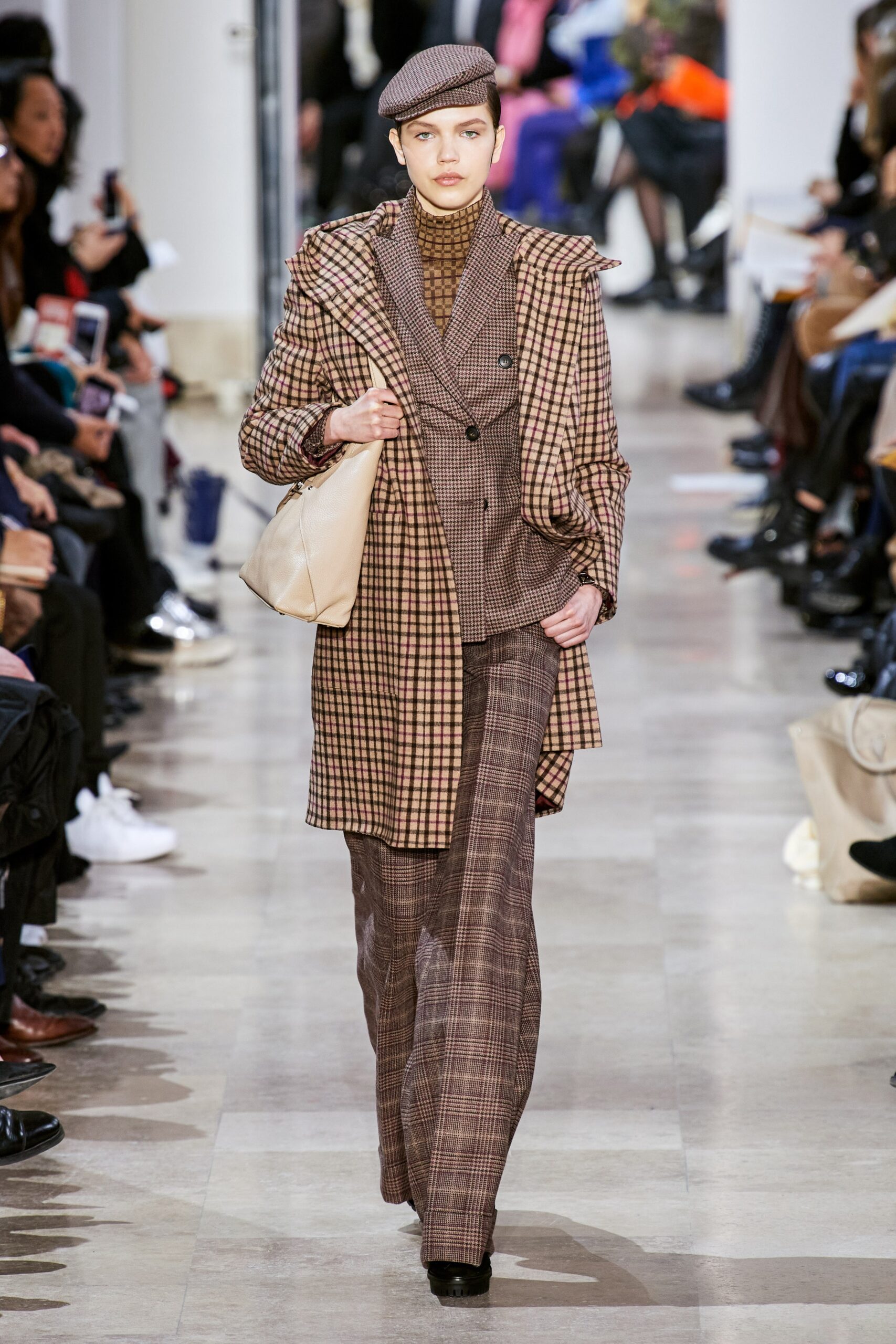 checked brown blazer and pants