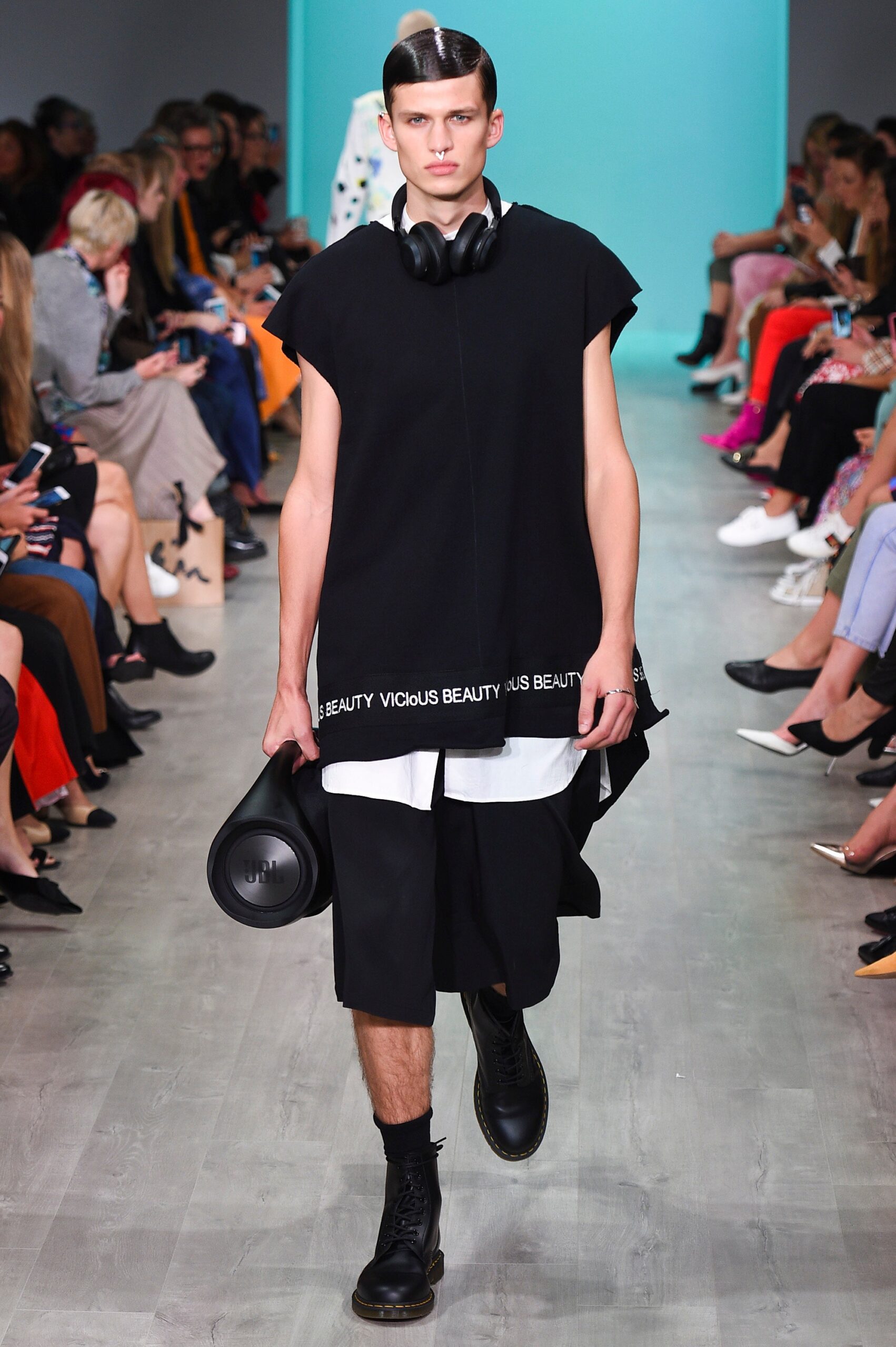 black relaxed top and shorts