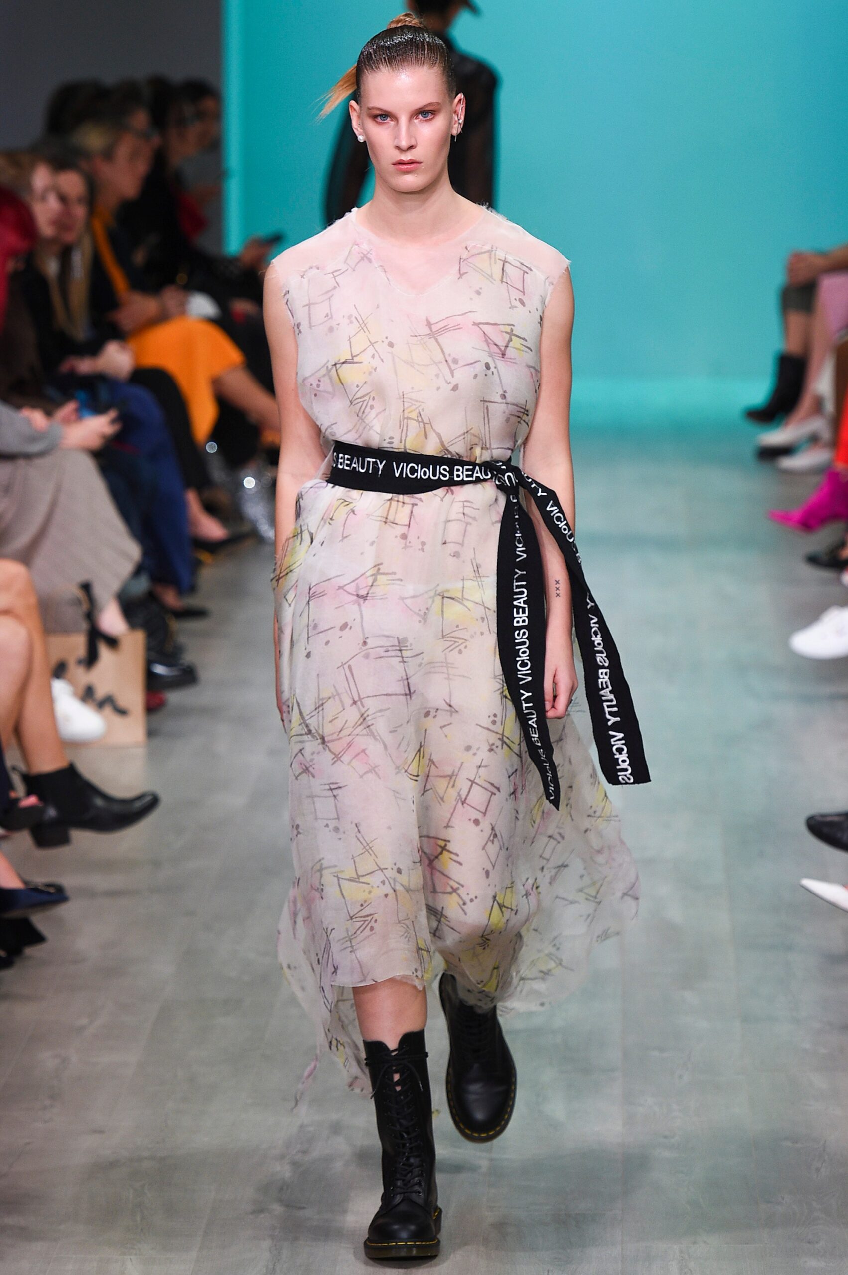 relaxed midi dress with black belt