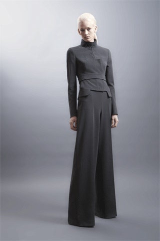 black fitted wool suit
