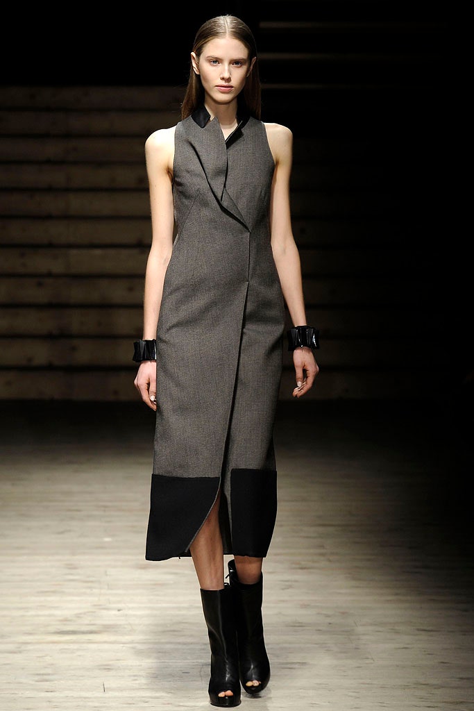fitted gray midi dress