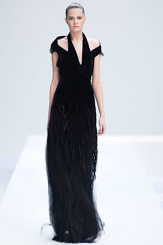 black silk fitted gown