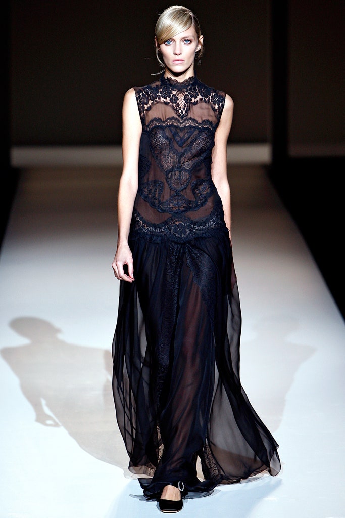 black lace sheer gown