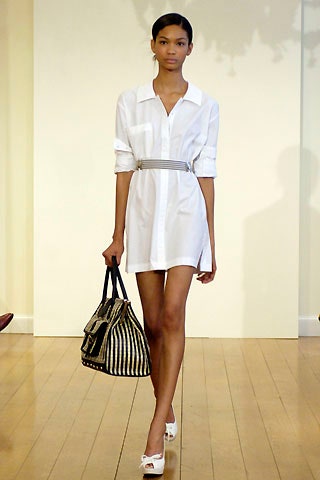 white fitted shirt-dress