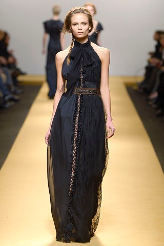 black silk sleeveless gown
