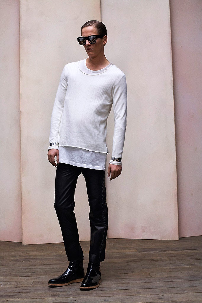 white fitted top with black pants