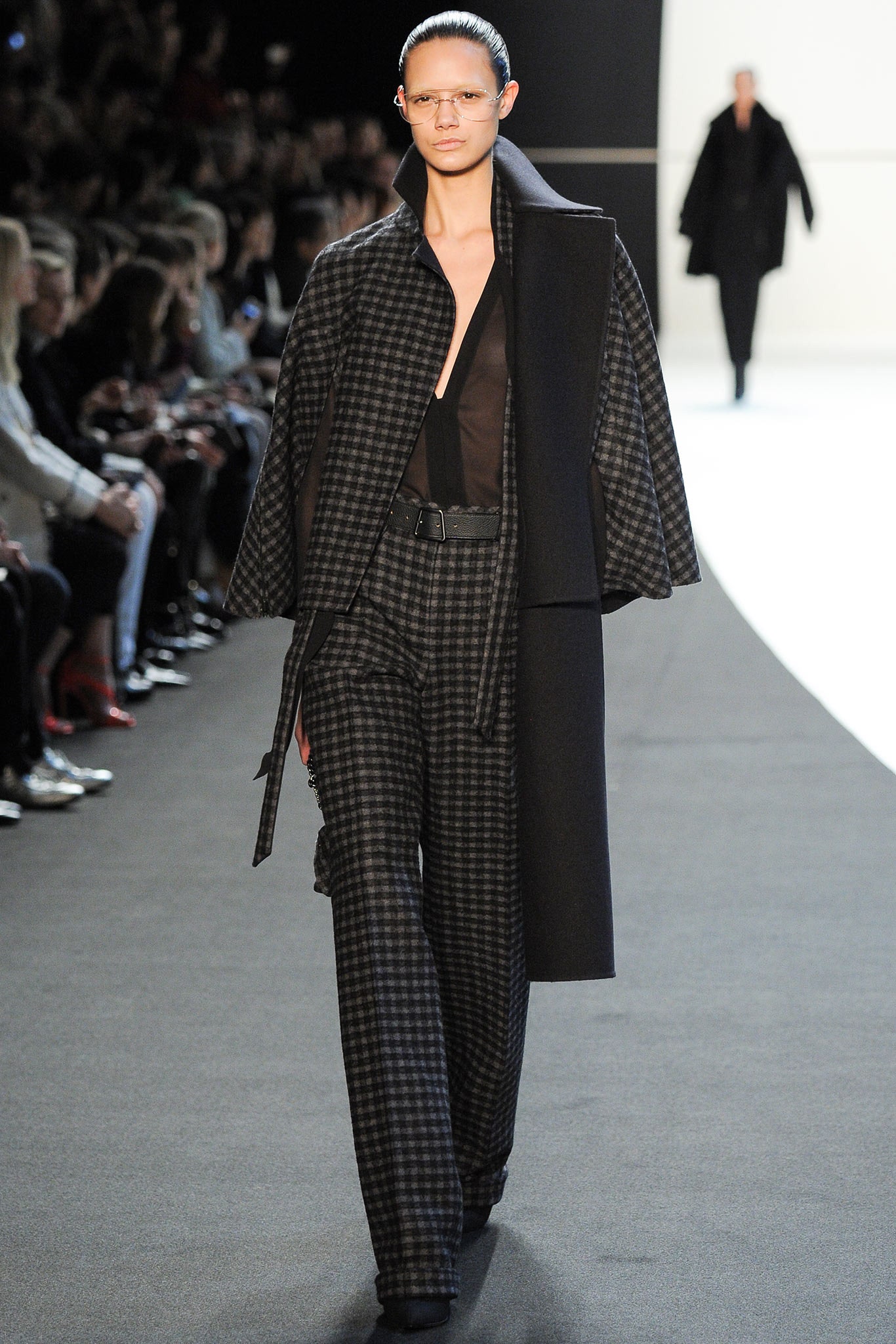 tailored black and gray blazer with pants