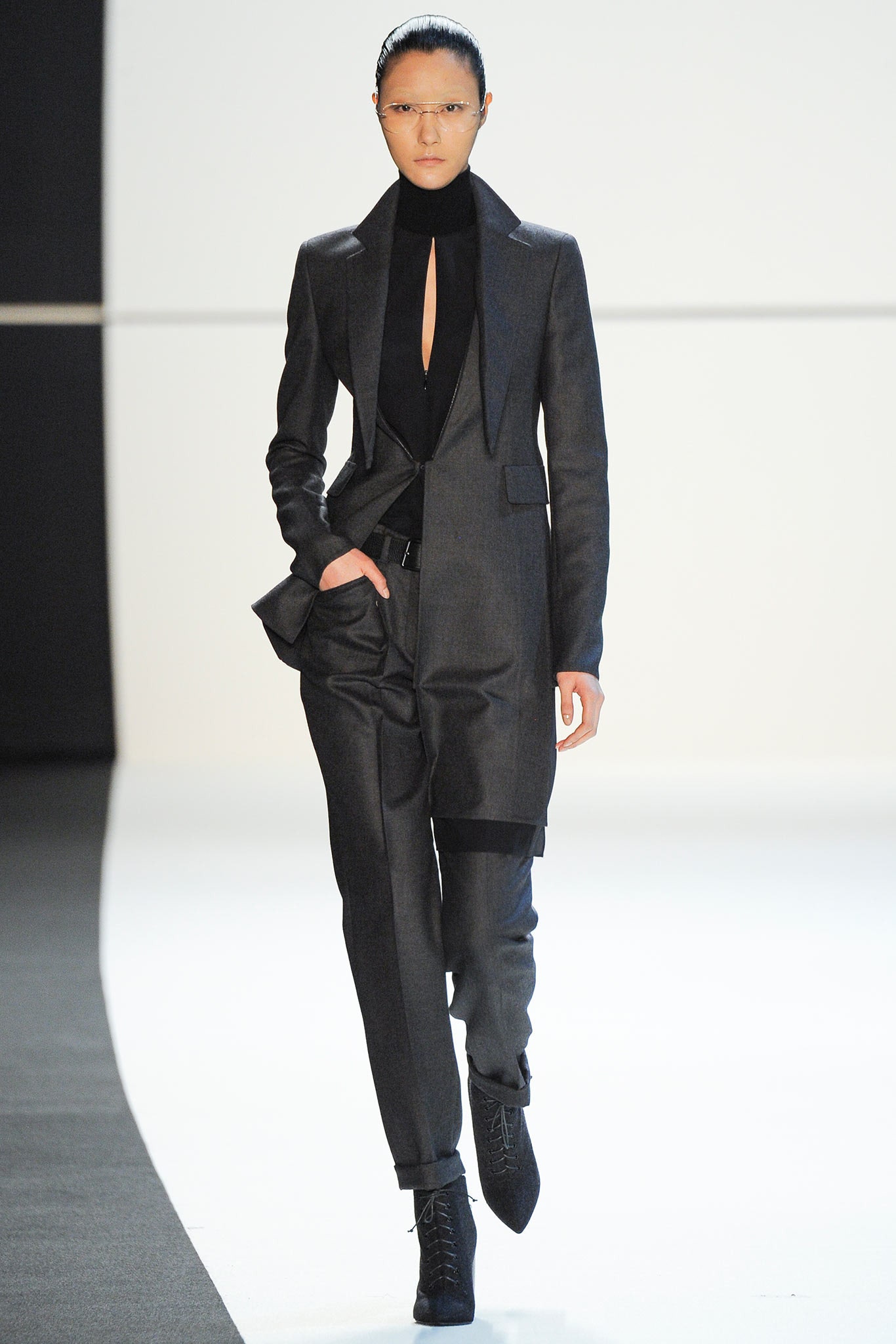 tailored black wool suit
