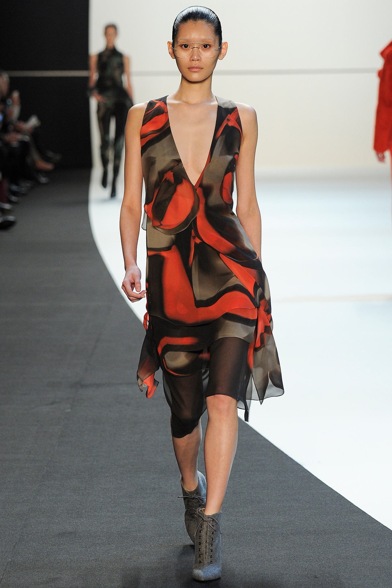 red and black silk sleeveless dress