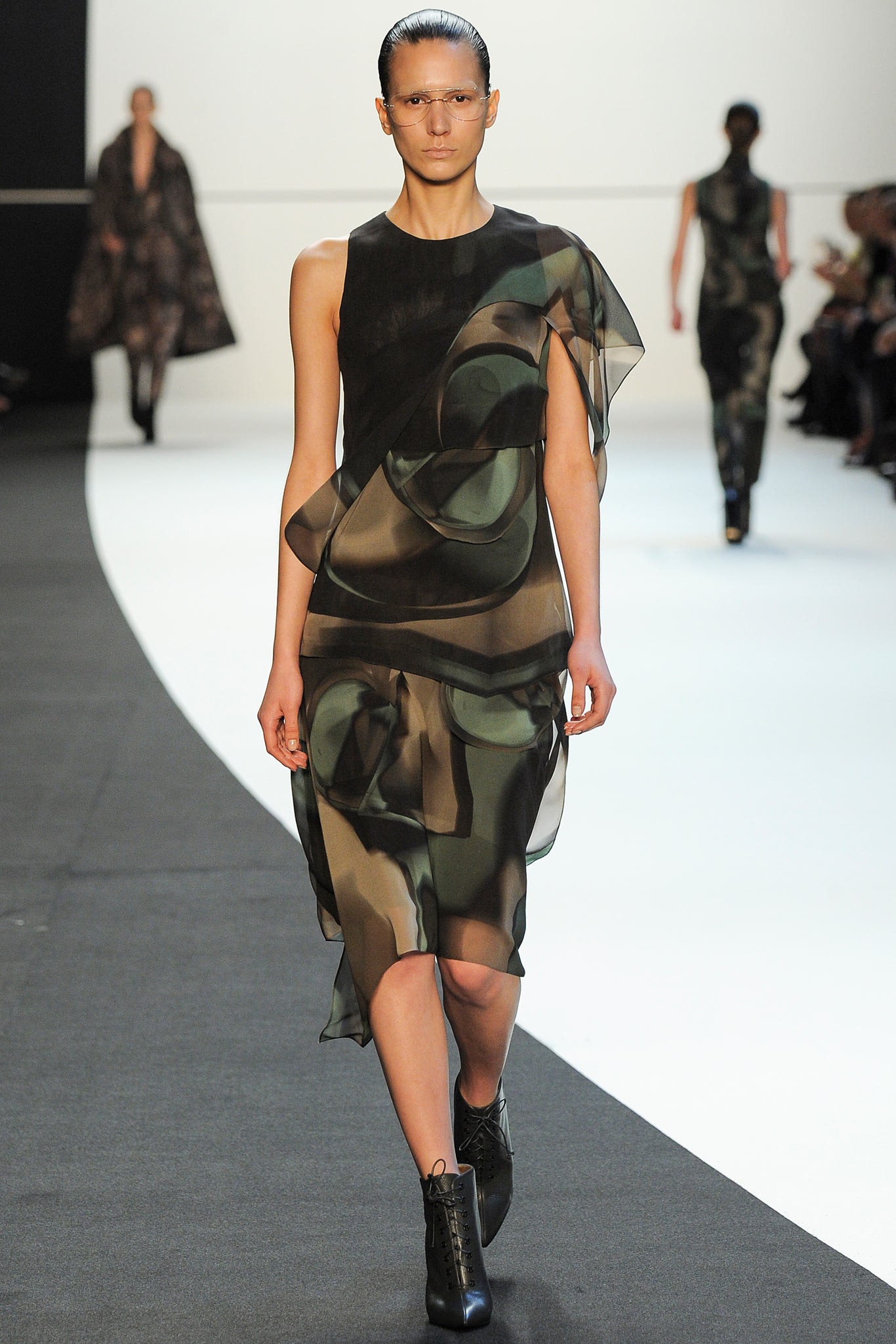 black green silk asymmetric dress