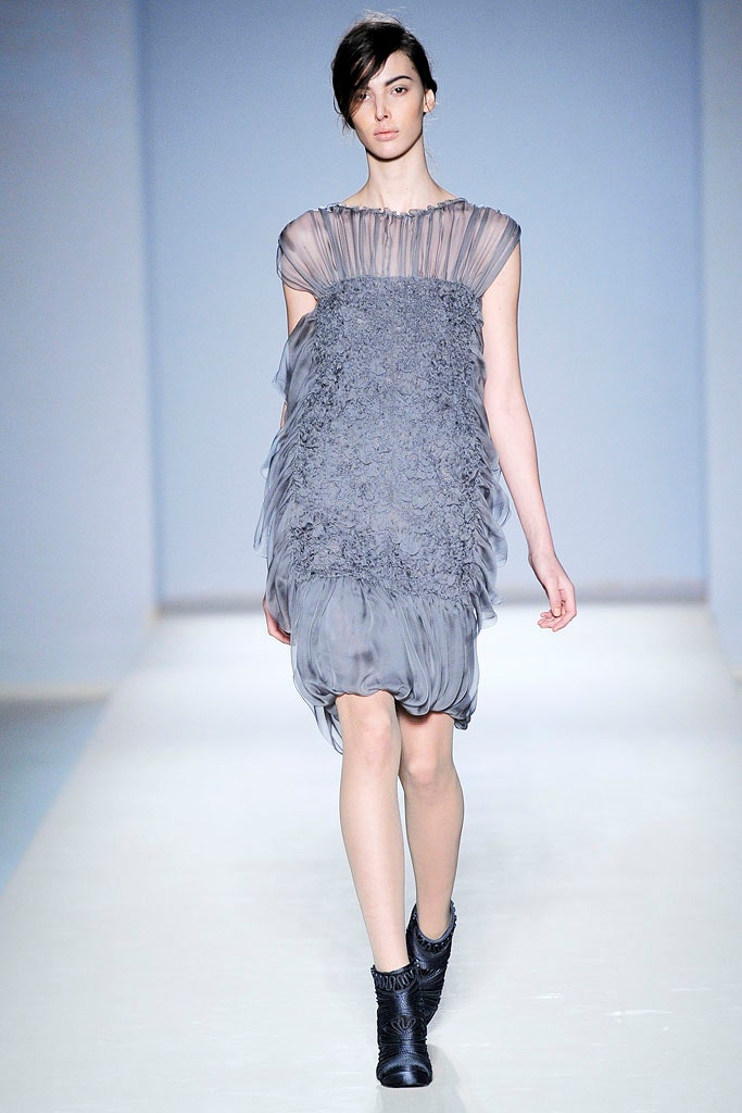 gray silk sleeveless dress