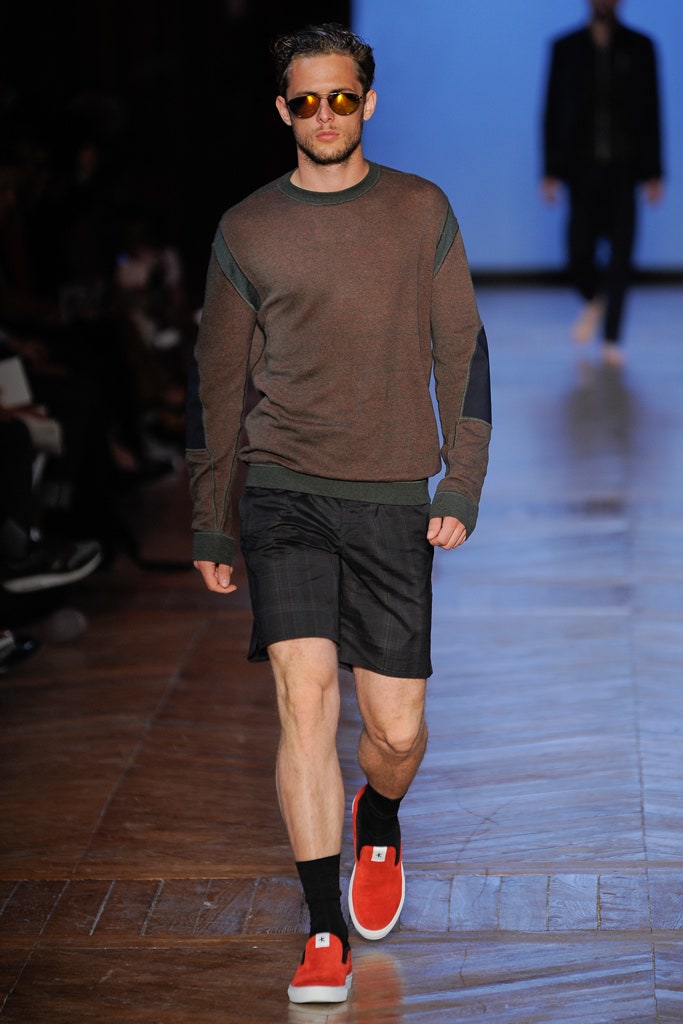 brown cotton long-sleeve collared relaxed layered sweater
