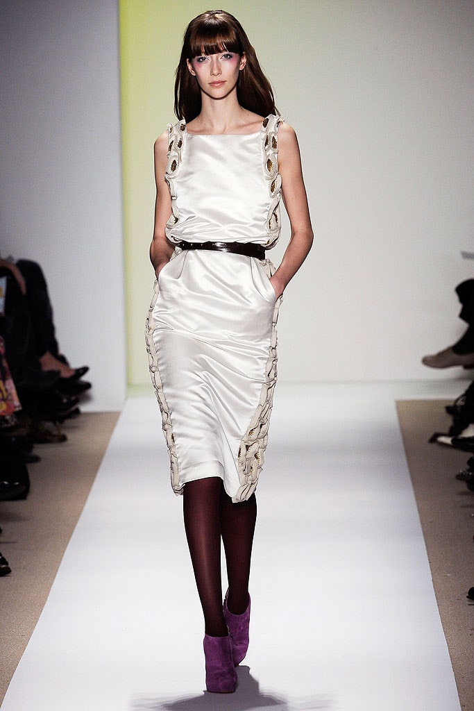 fitted white silk dress