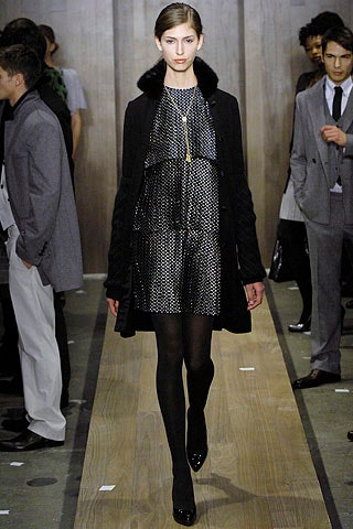 black and white polka-dot dress with coat