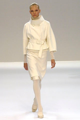 white wool long-sleeve collared structured belted coat